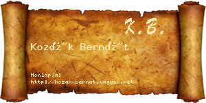 Kozák Bernát névjegykártya
